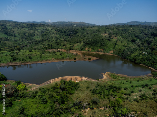 Aerial view of Kpimé dam near Kpalimé, Togo