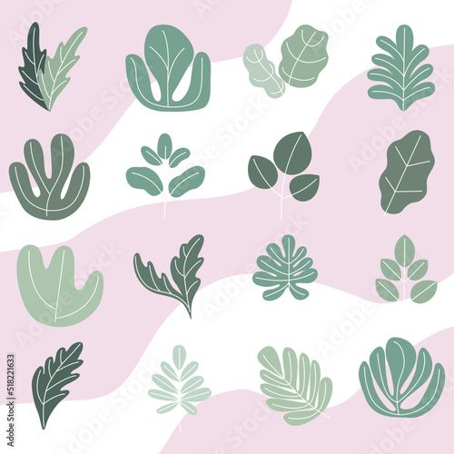 Green leaf vector set