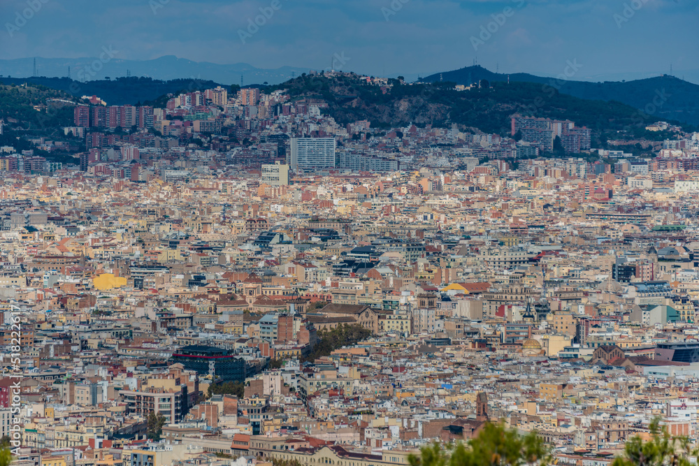 panorama of the city of barcelona with sagrada familia