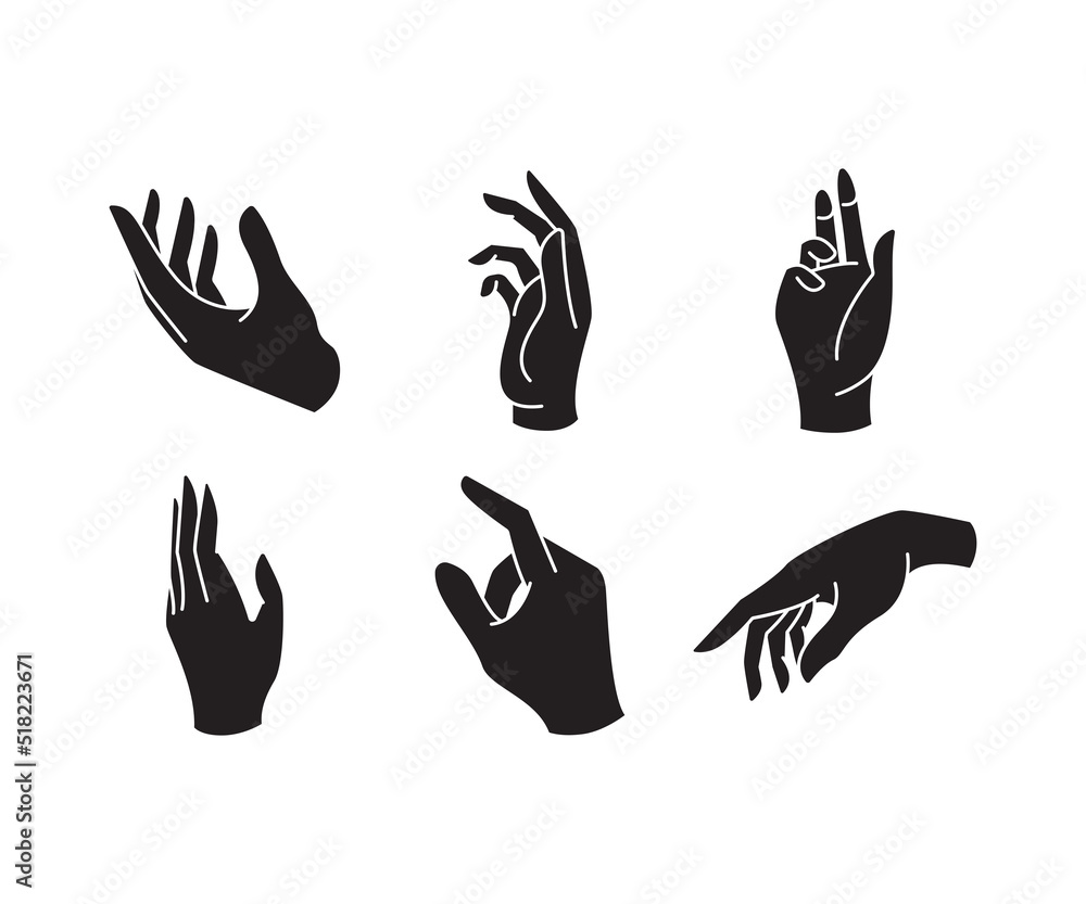 Fototapeta premium set of silhouette hand gestures illustration