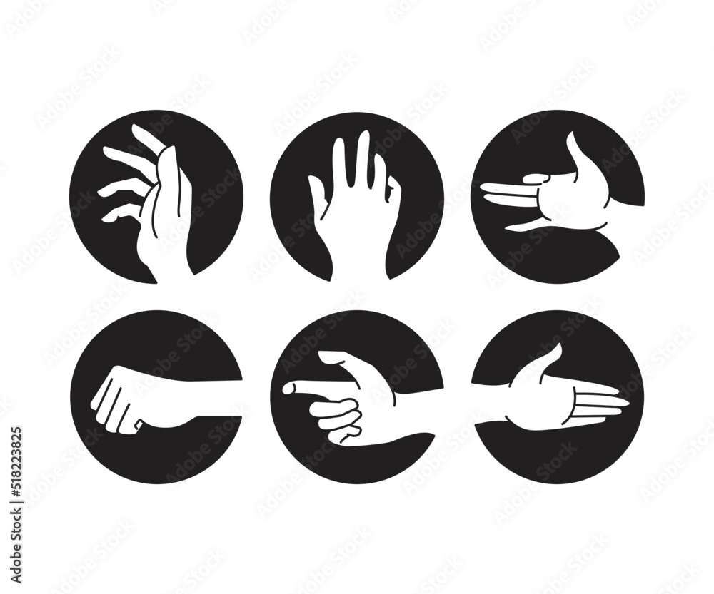 hand gestures in circle set line illustration hand gestures in circle set line illustration