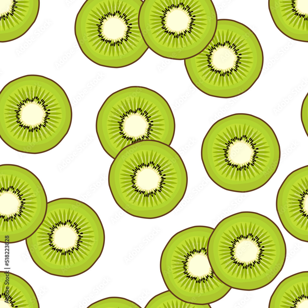 Fototapeta premium Kiwi slices vector seamless pattern