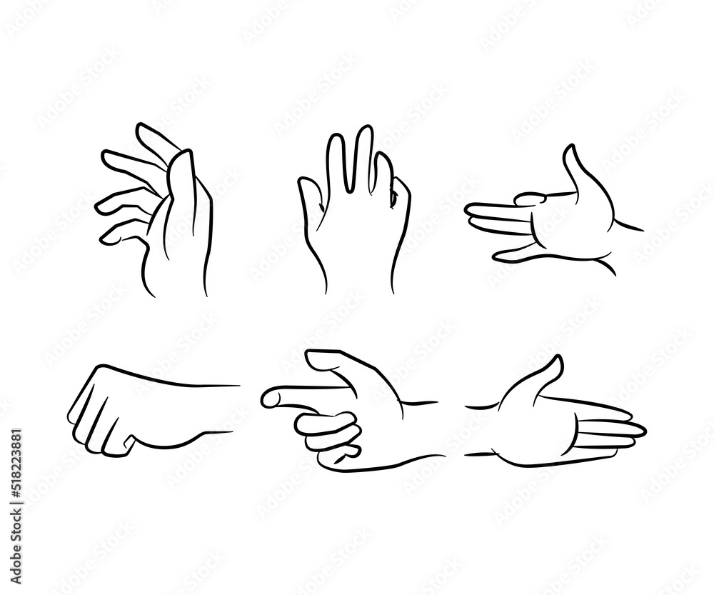 sketch and hand drawn hand gestures set line illustration sketch and hand drawn hand gestures set line illustration