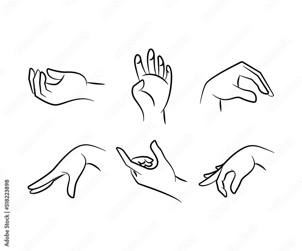 sketch and hand drawn hand gestures set line illustration sketch and hand drawn hand gestures set line illustration
