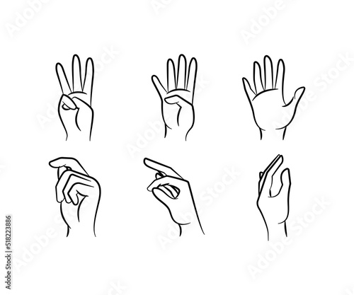 sketch and hand drawn hand gestures set line illustration