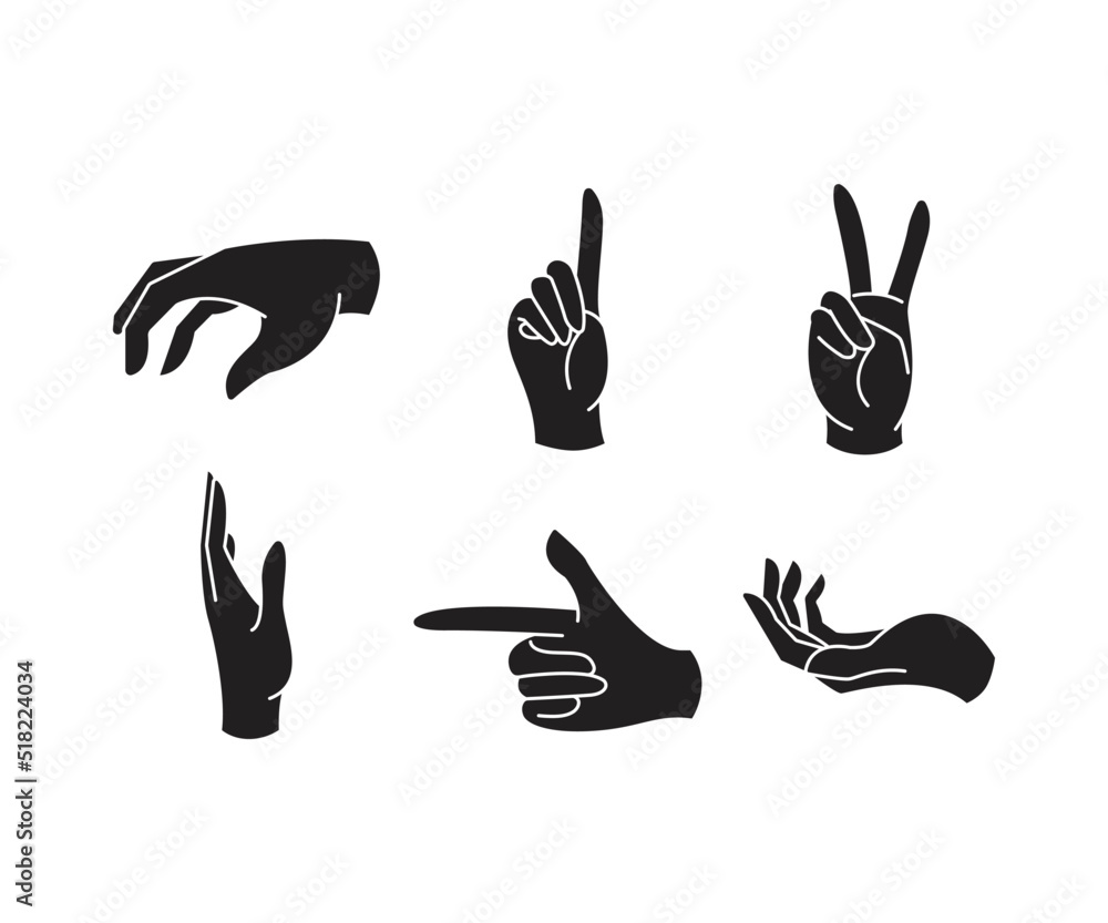 hand gestures set silhouette illustration illustration hand gestures set silhouette illustration illustration