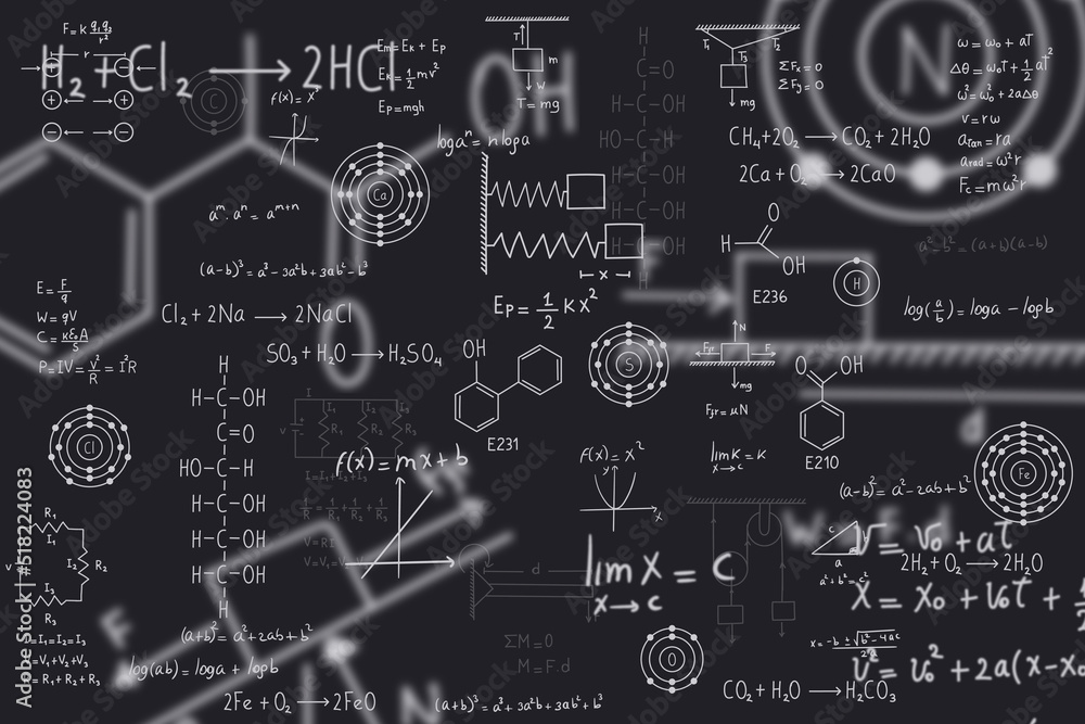 Calculus equations, algebra, organic chemistry, chemical reactions ...