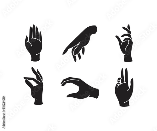 hand gestures set silhouette illustration illustration