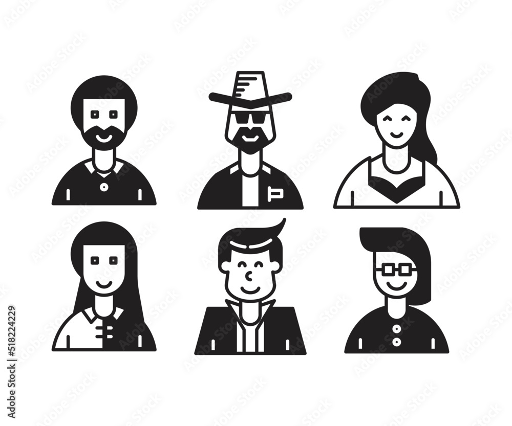 people characters and avatars set illustration people characters and avatars set illustration
