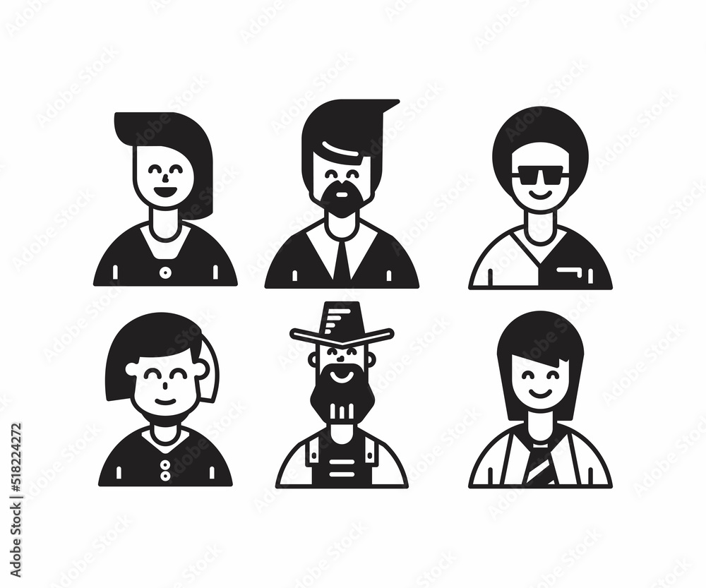people characters and avatars set illustration people characters and avatars set illustration