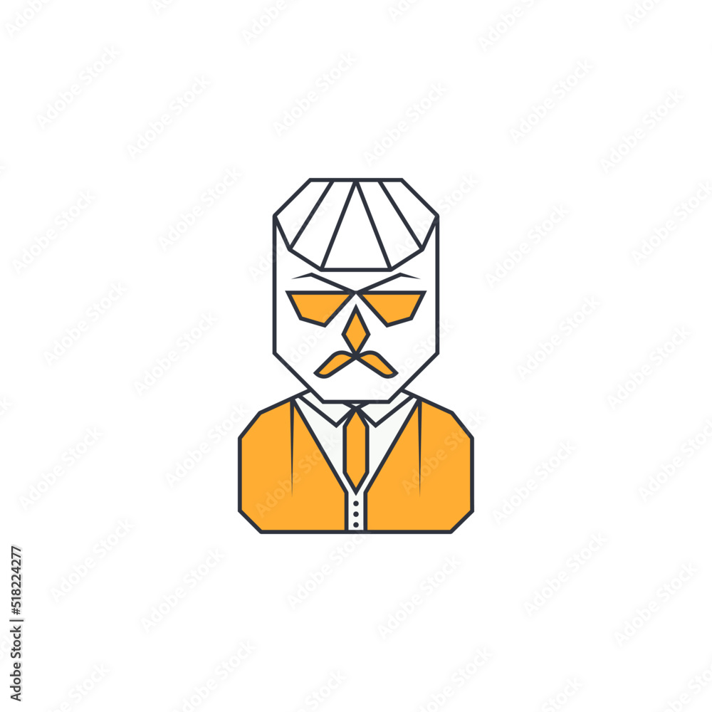 male detective logo design illustration