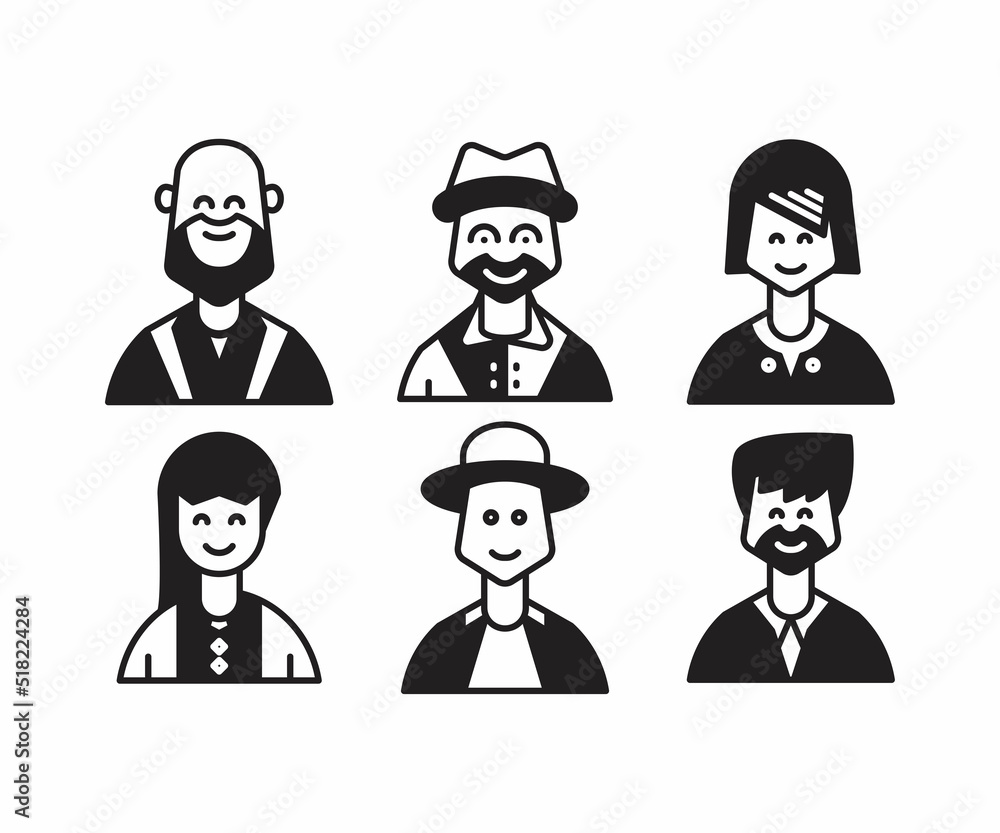 people characters and avatars set illustration people characters and avatars set illustration