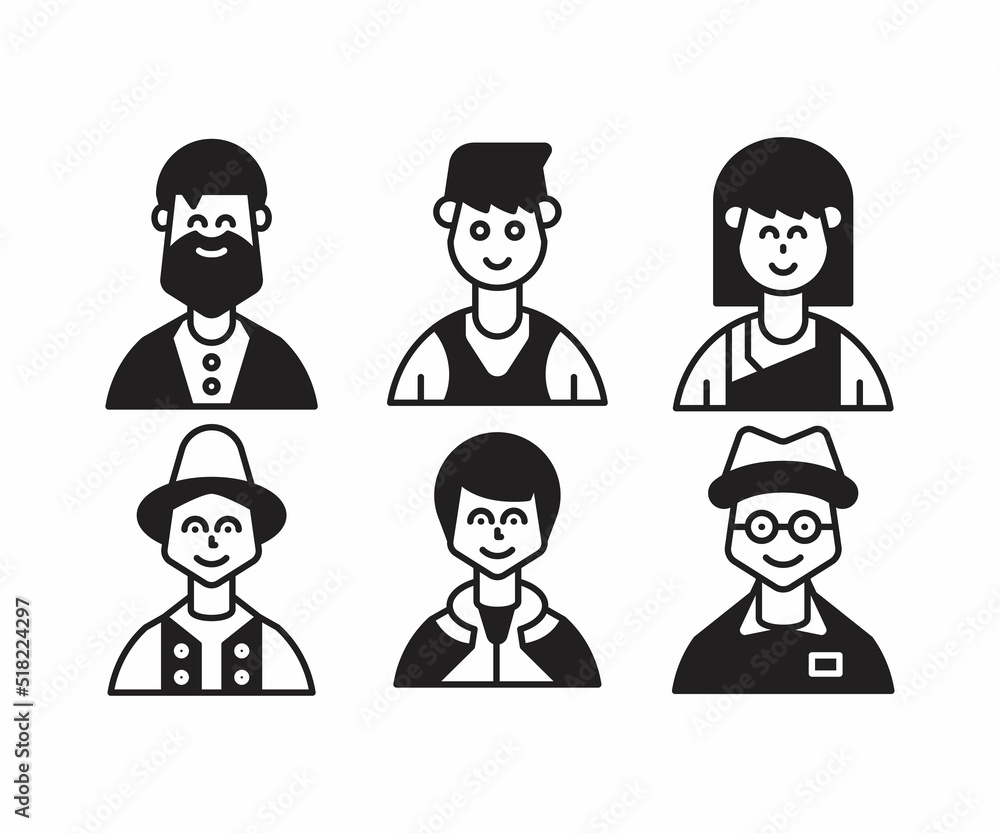 people characters and avatars set illustration people characters and avatars set illustration