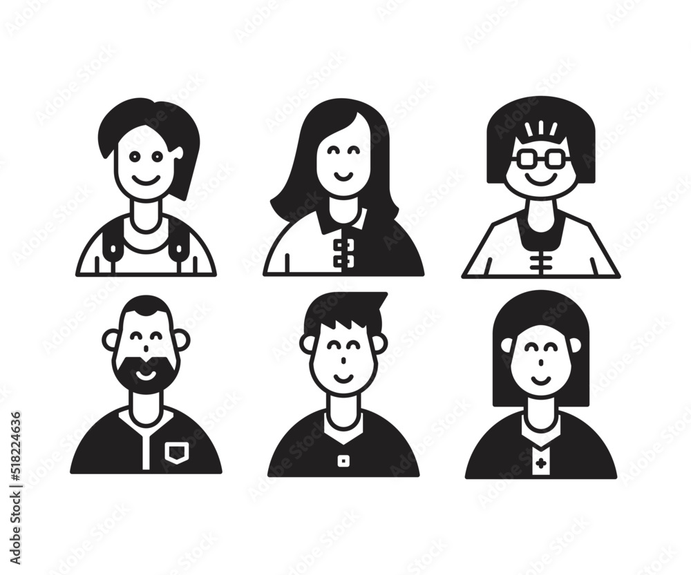 people characters and avatars set illustration people characters and avatars set illustration