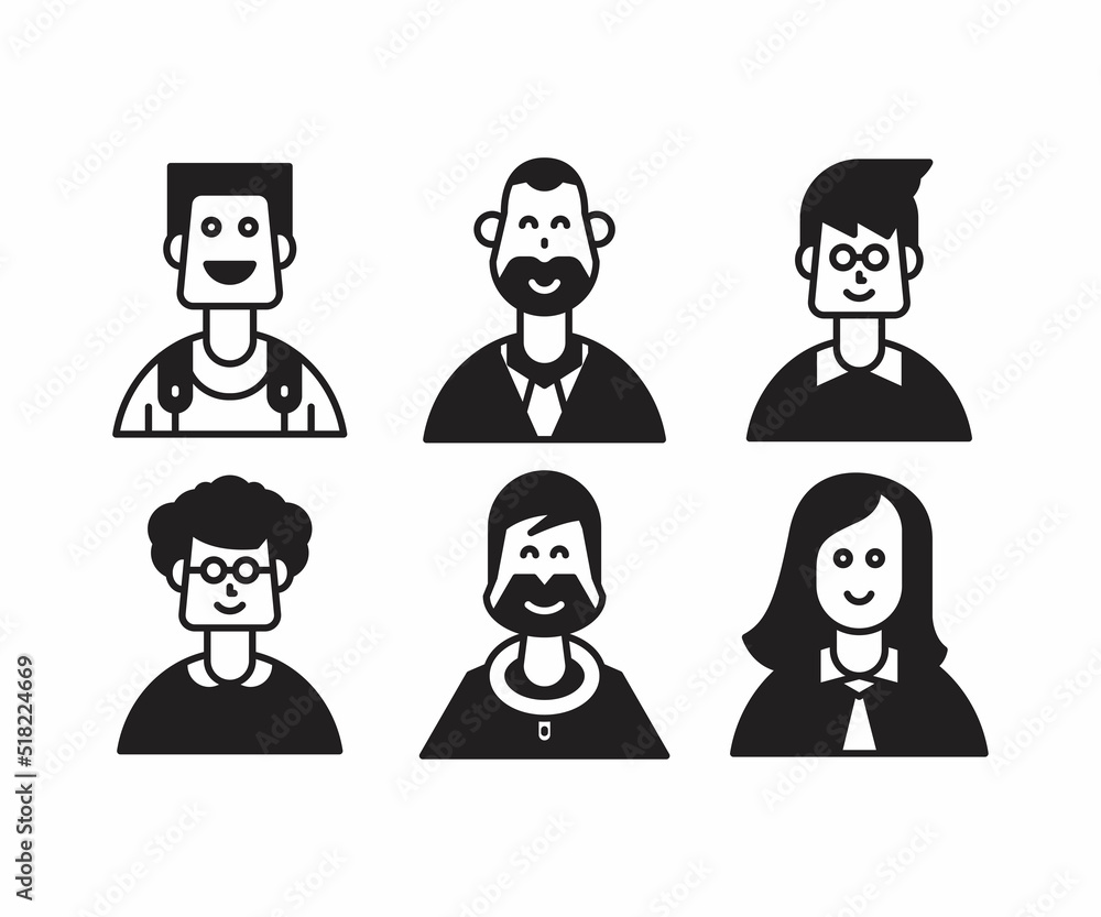 people characters and avatars set illustration people characters and avatars set illustration