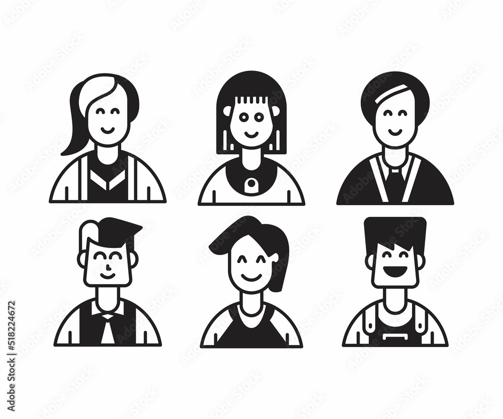 people characters and avatars set illustration people characters and avatars set illustration