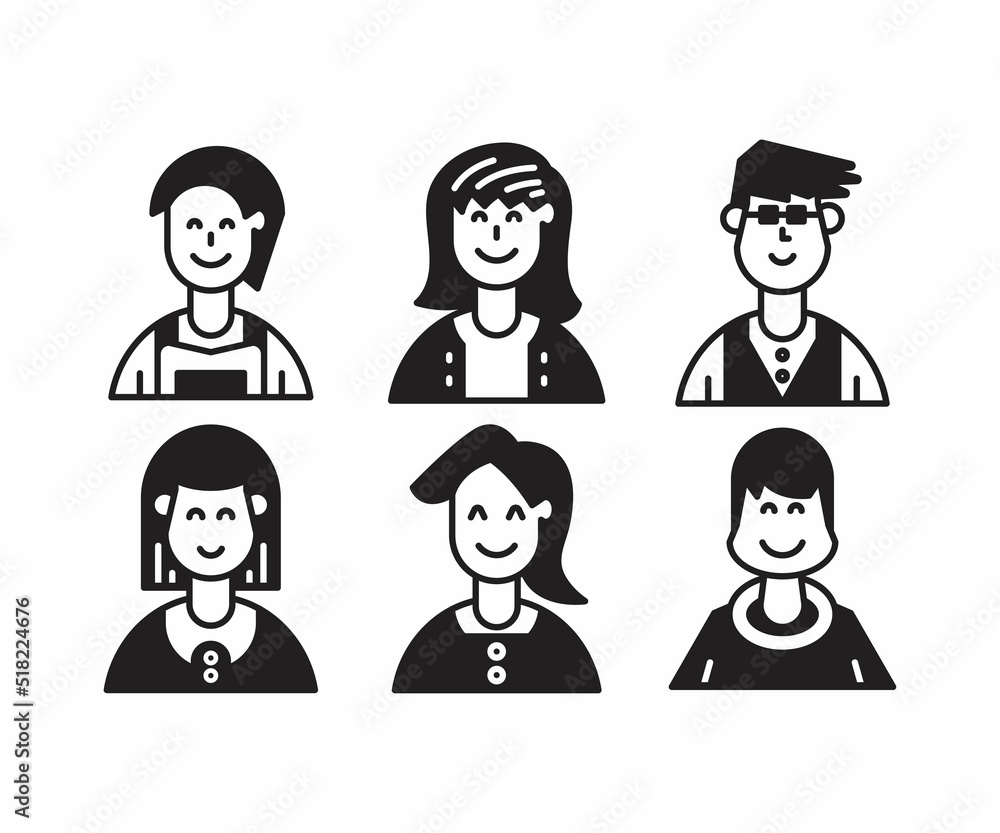 people characters and avatars set illustration people characters and avatars set illustration