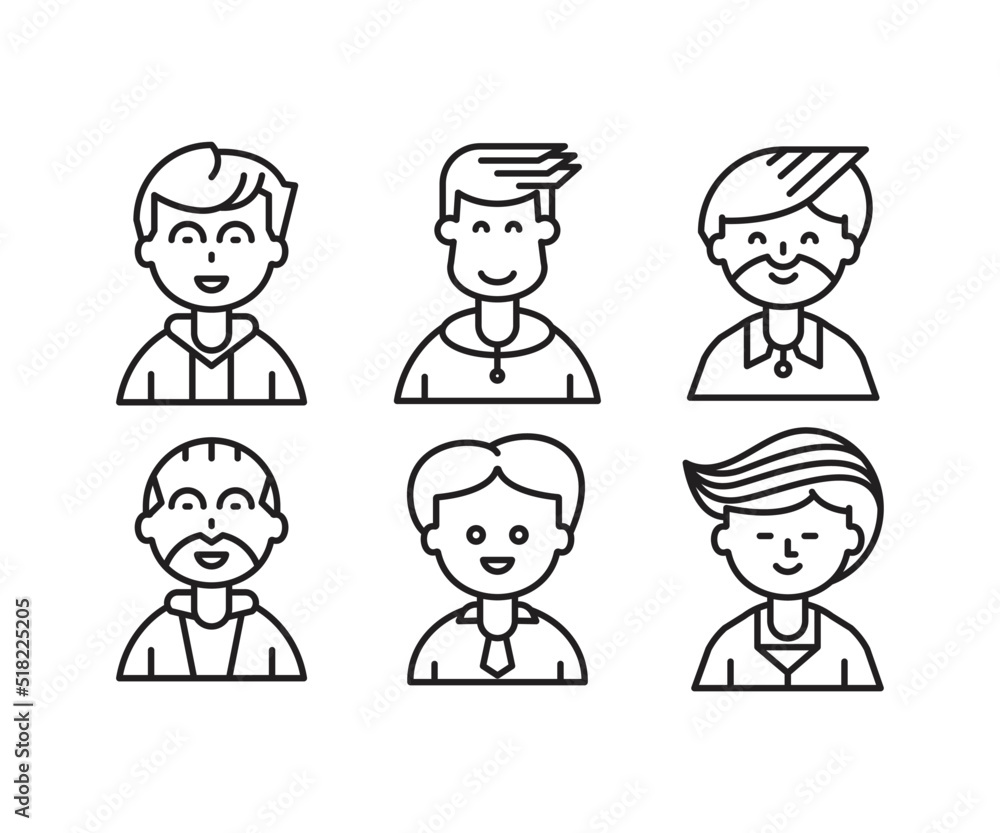 different style of people character icons line illustration different style of people character icons line illustration