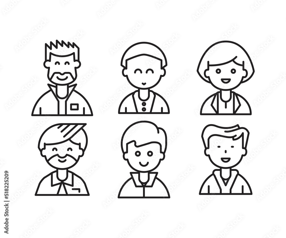 people characters and avatars set line illustration people characters and avatars set line illustration