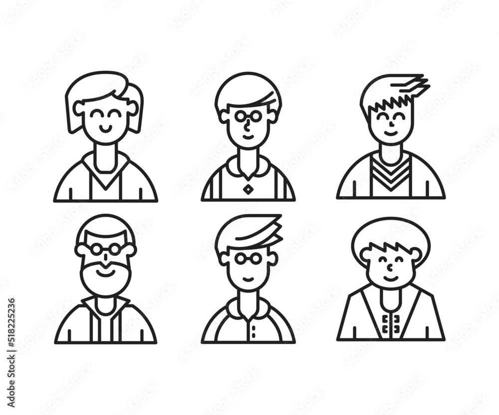 different style of people character icons line illustration different style of people character icons line illustration