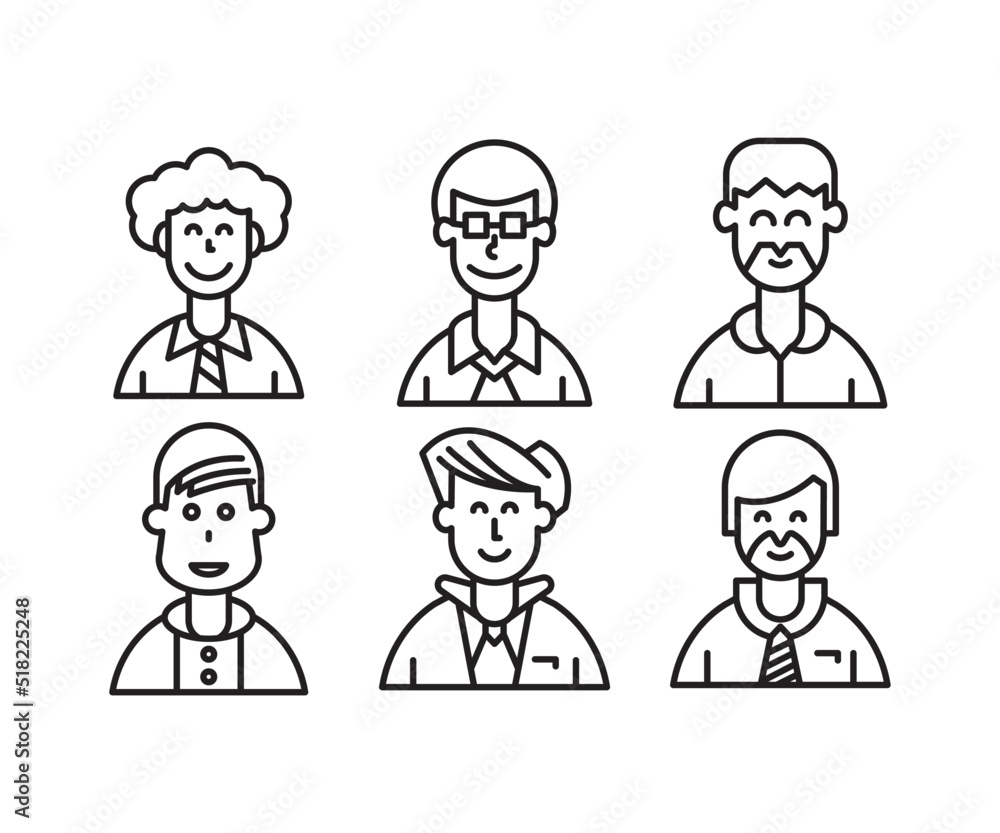 different style of people character icons line illustration different style of people character icons line illustration