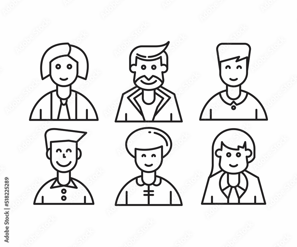 different people avatars and character icons illustration line style different people avatars and character icons illustration line style