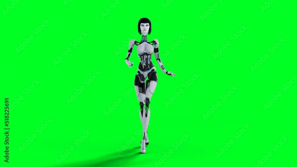 Female sexy robot walking. Green screen isolate 4k footage. Female sexy robot walking. Green screen isolate 4k footage.