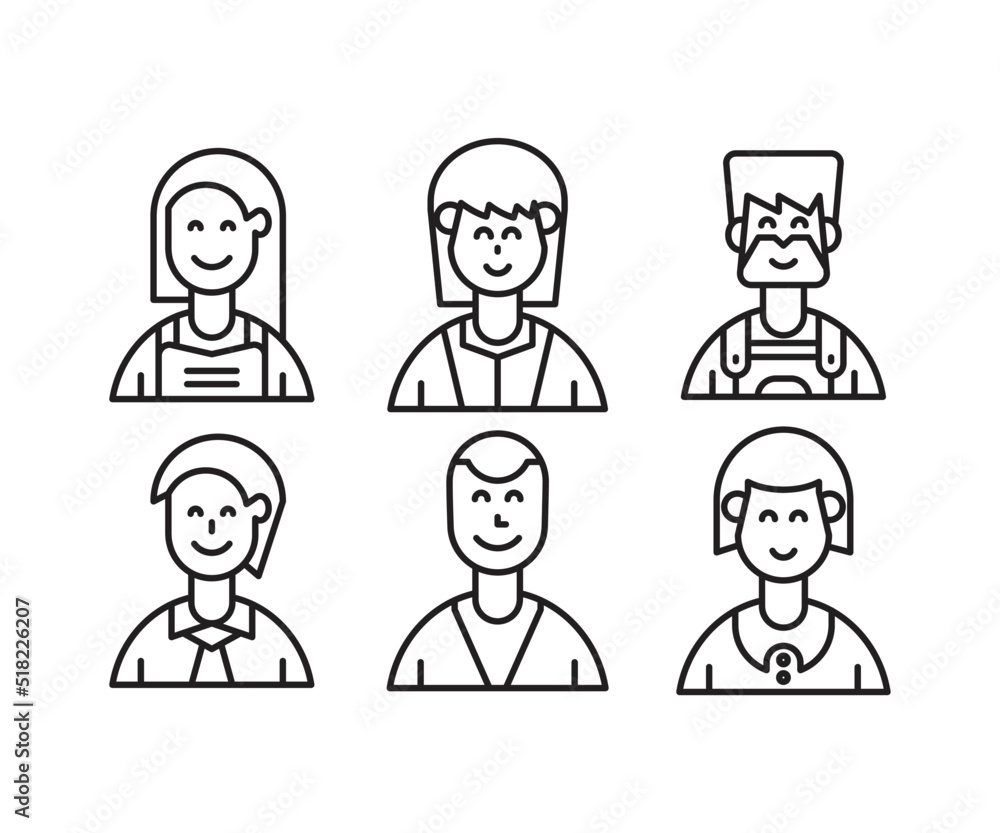 different people avatars and character icons illustration line style different people avatars and character icons illustration line style