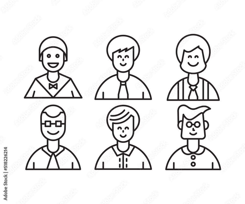 different people avatars and character icons illustration line style different people avatars and character icons illustration line style