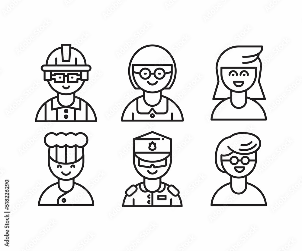 people characters and avatars set line illustration people characters and avatars set line illustration
