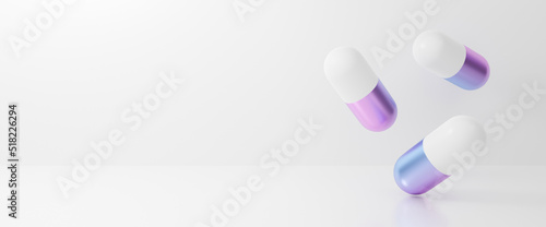 3d rendering of medical capsule pill isolated on white background. Antibiotic resistance virus.