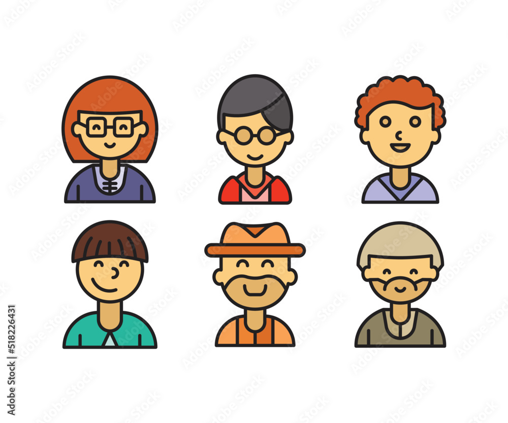 people characters and avatars set illustration people characters and avatars set illustration