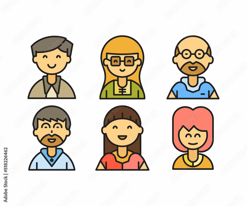 people characters and avatars set illustration people characters and avatars set illustration