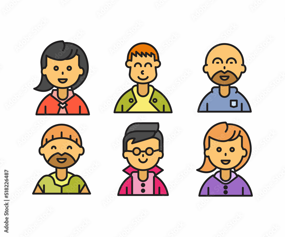 people characters and avatars set illustration