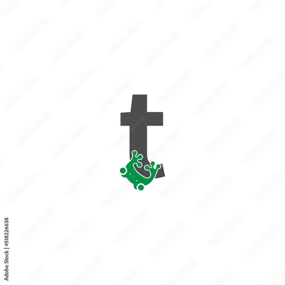 frog icon stuck to letter vector illustration frog icon stuck to letter vector illustration