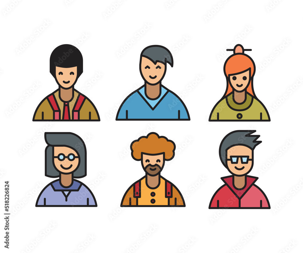 people characters and cartoon avatars set vector illustration people characters and cartoon avatars set vector illustration