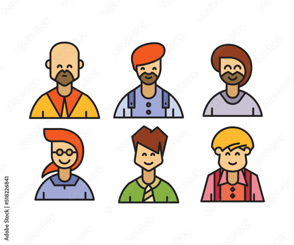 people characters and cartoon avatars set vector illustration
