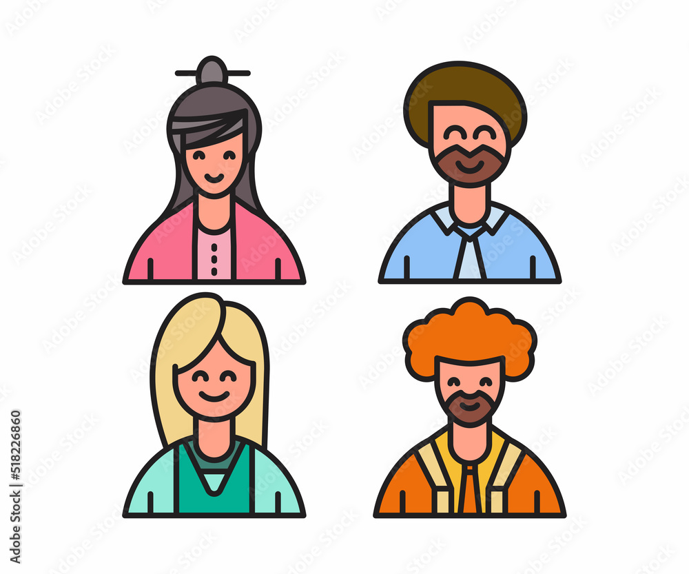 people characters and cartoon avatars set vector illustration people characters and cartoon avatars set vector illustration