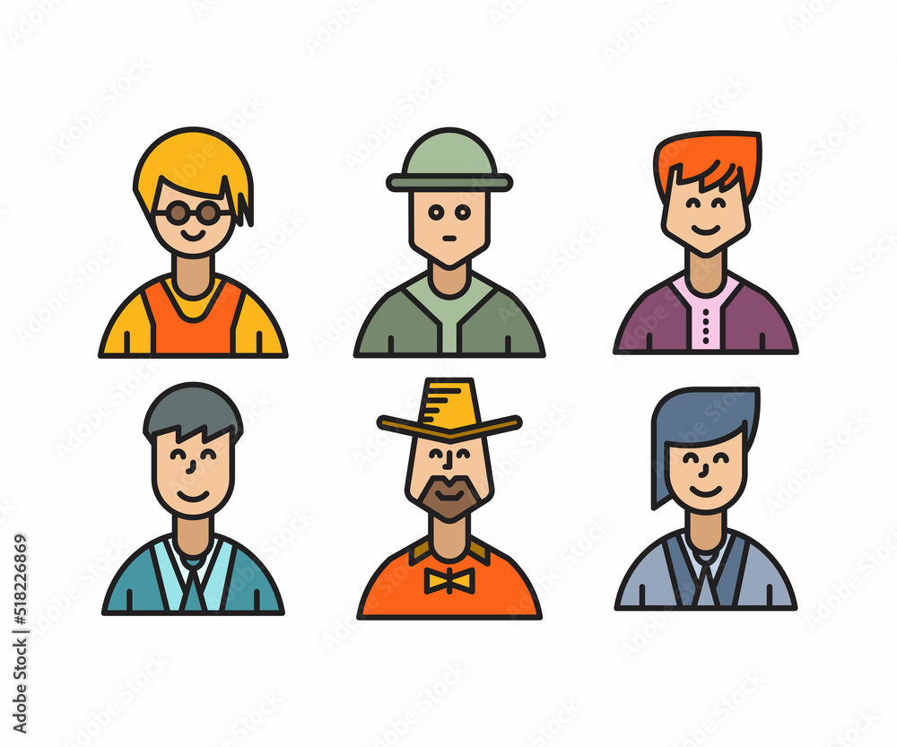 people characters and cartoon avatars set vector illustration people characters and cartoon avatars set vector illustration