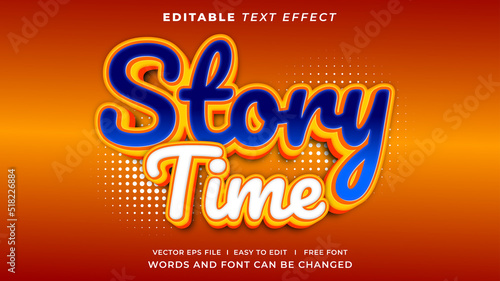 Editable text effect - Story time 3d style photo