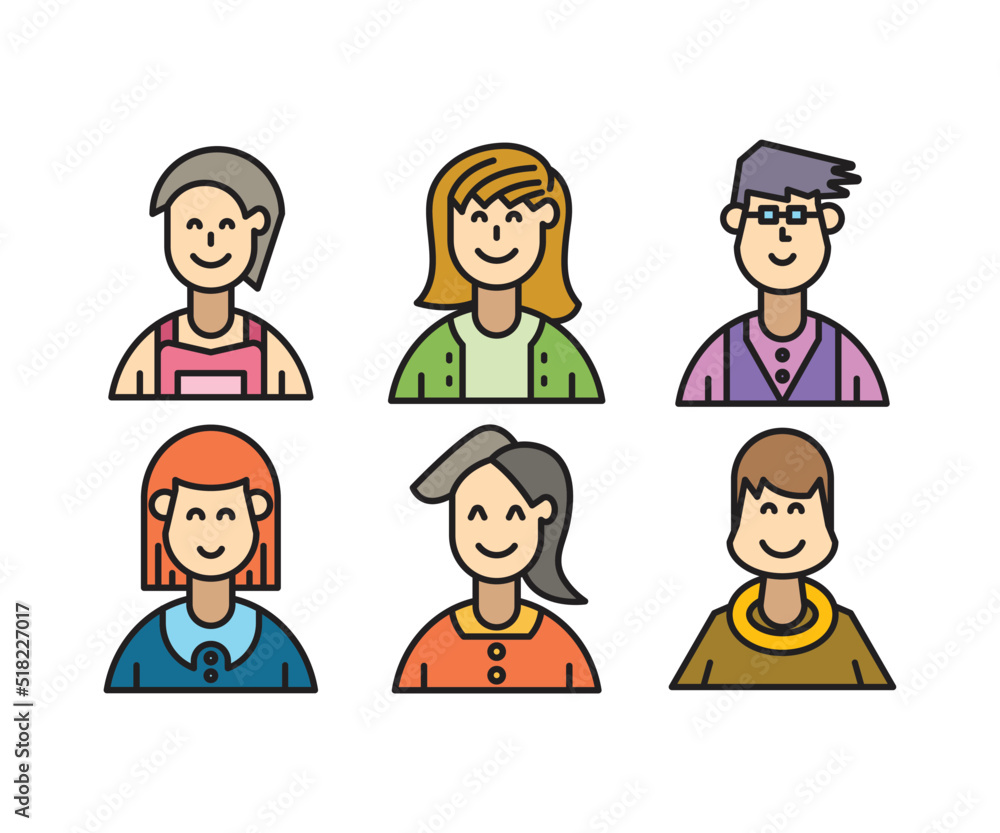 people characters and cartoon avatars set vector illustration people characters and cartoon avatars set vector illustration
