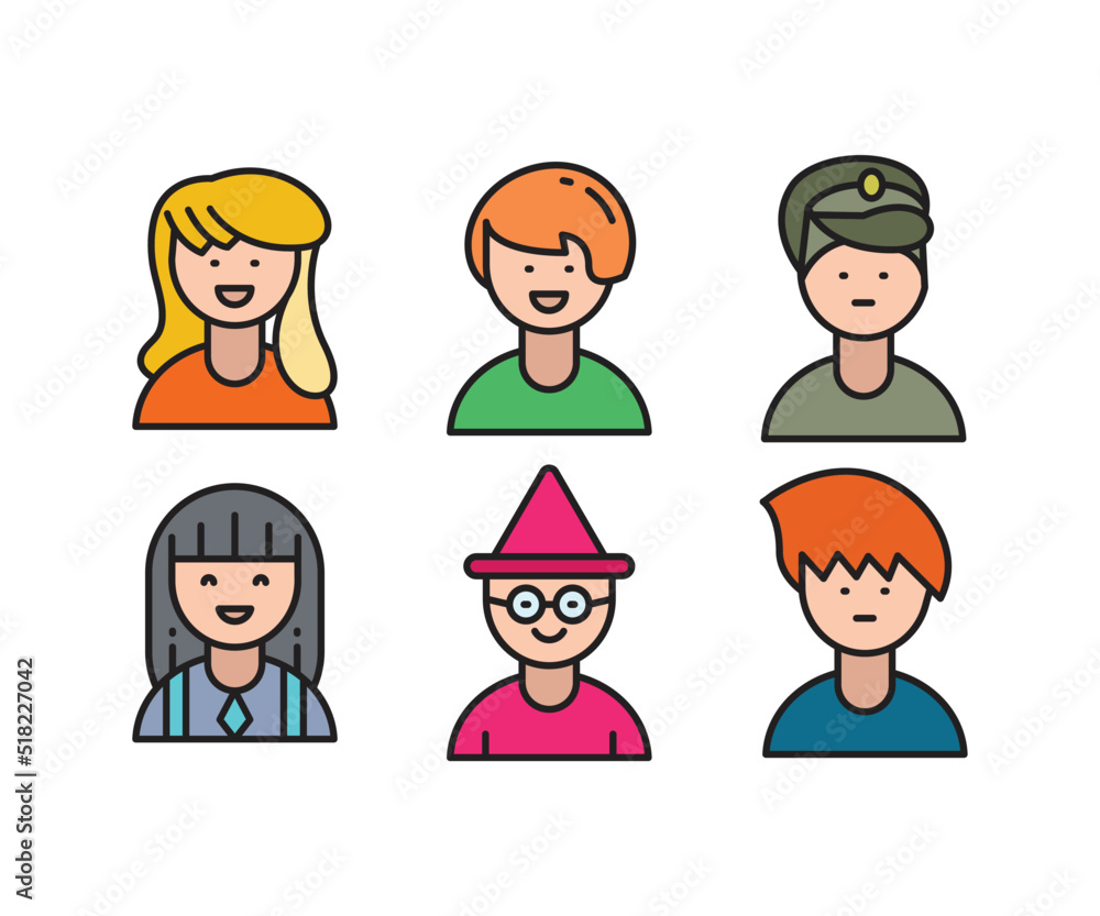 people characters and cartoon avatars set vector illustration people characters and cartoon avatars set vector illustration