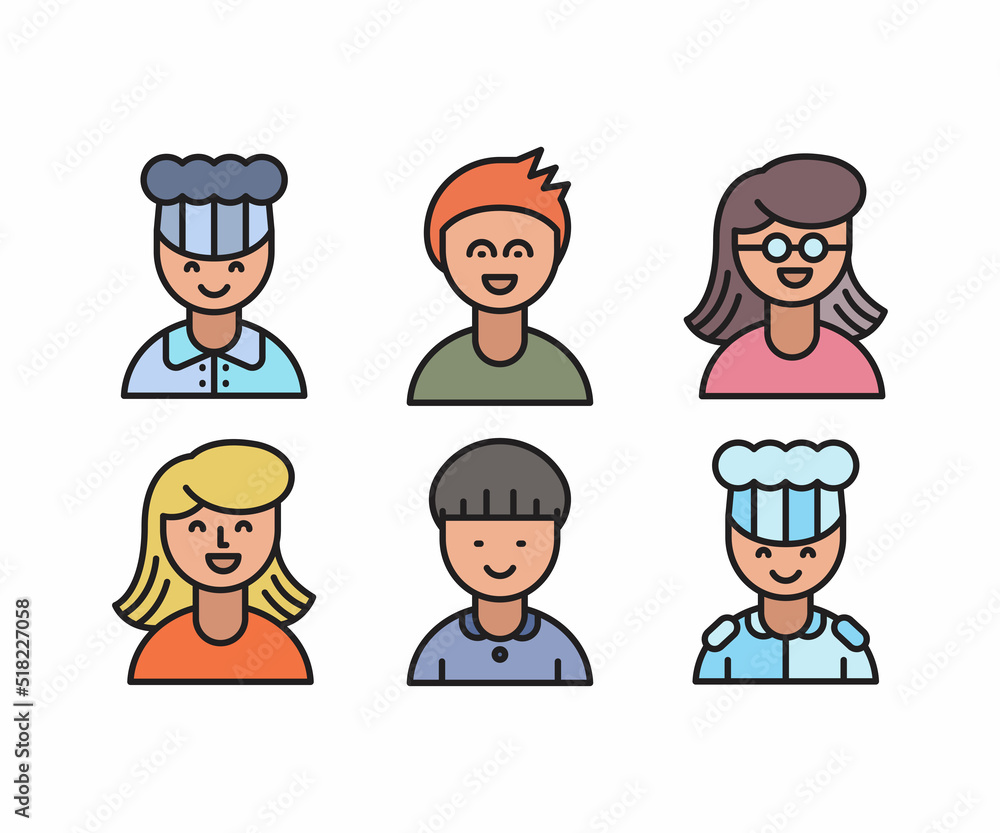 people characters and avatars set vector illustration people characters and avatars set vector illustration