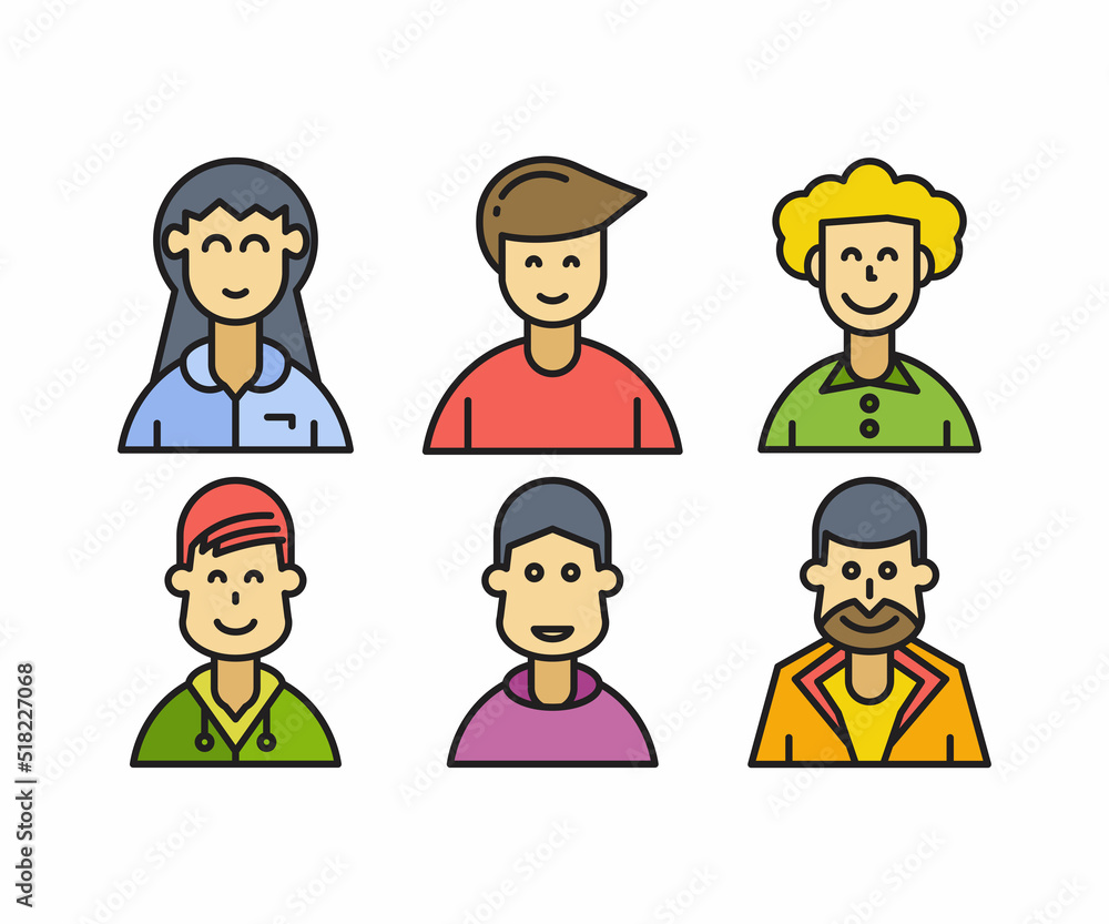 people characters and avatars set vector illustration people characters and avatars set vector illustration
