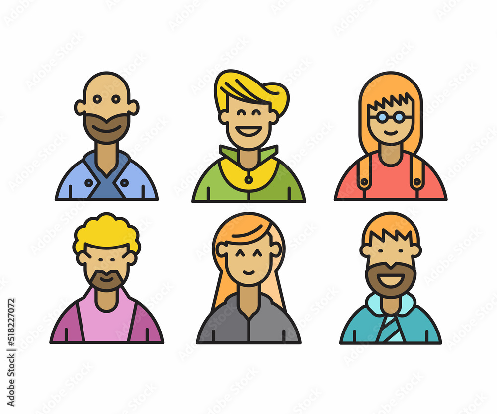 people characters and avatars set vector illustration people characters and avatars set vector illustration