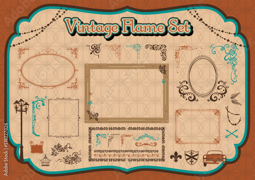 ヴィンテージ　アンティーク　フレーム　飾り罫　_セット