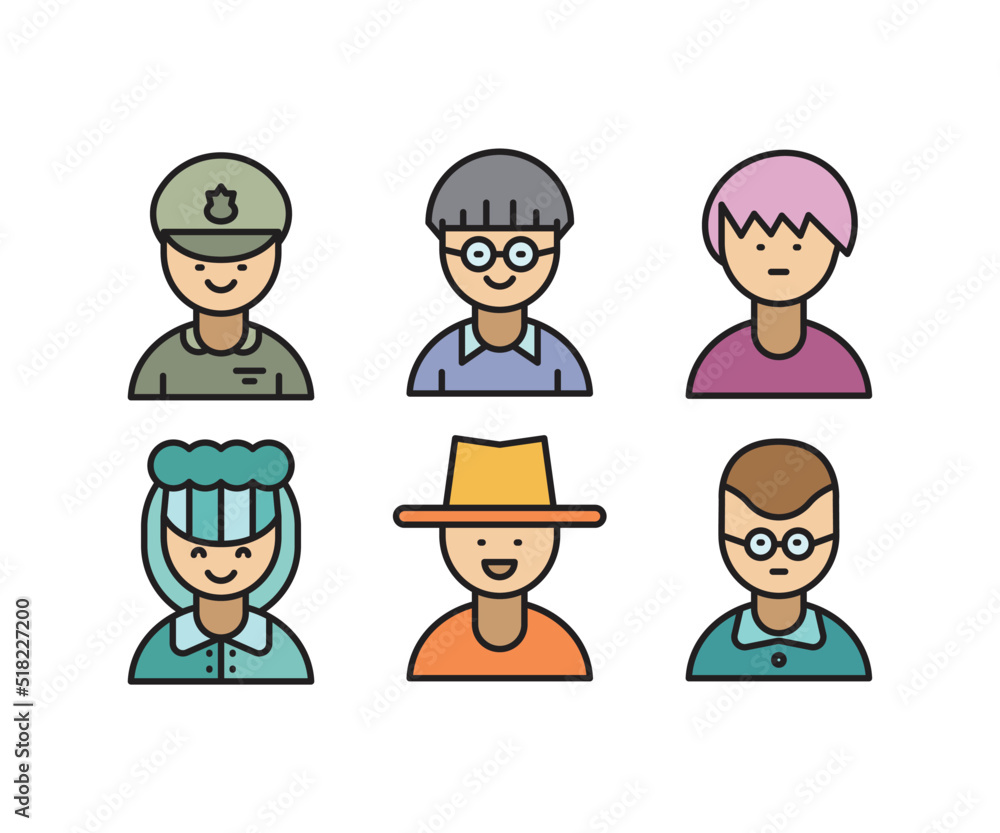people characters and avatars set vector illustration people characters and avatars set vector illustration