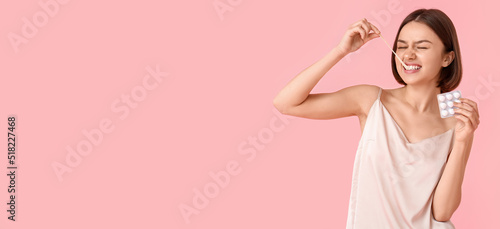 Funny young woman with chew...