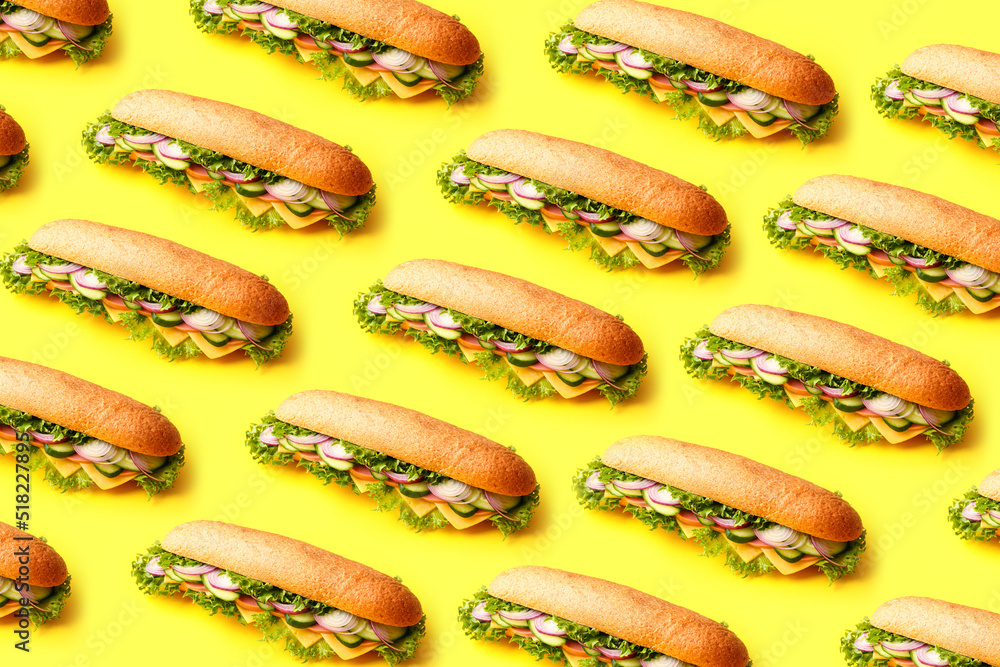 Tasty sandwich on color background Tasty sandwich on color background
