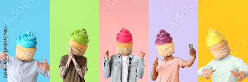 Men with sweet cupcakes ins...
